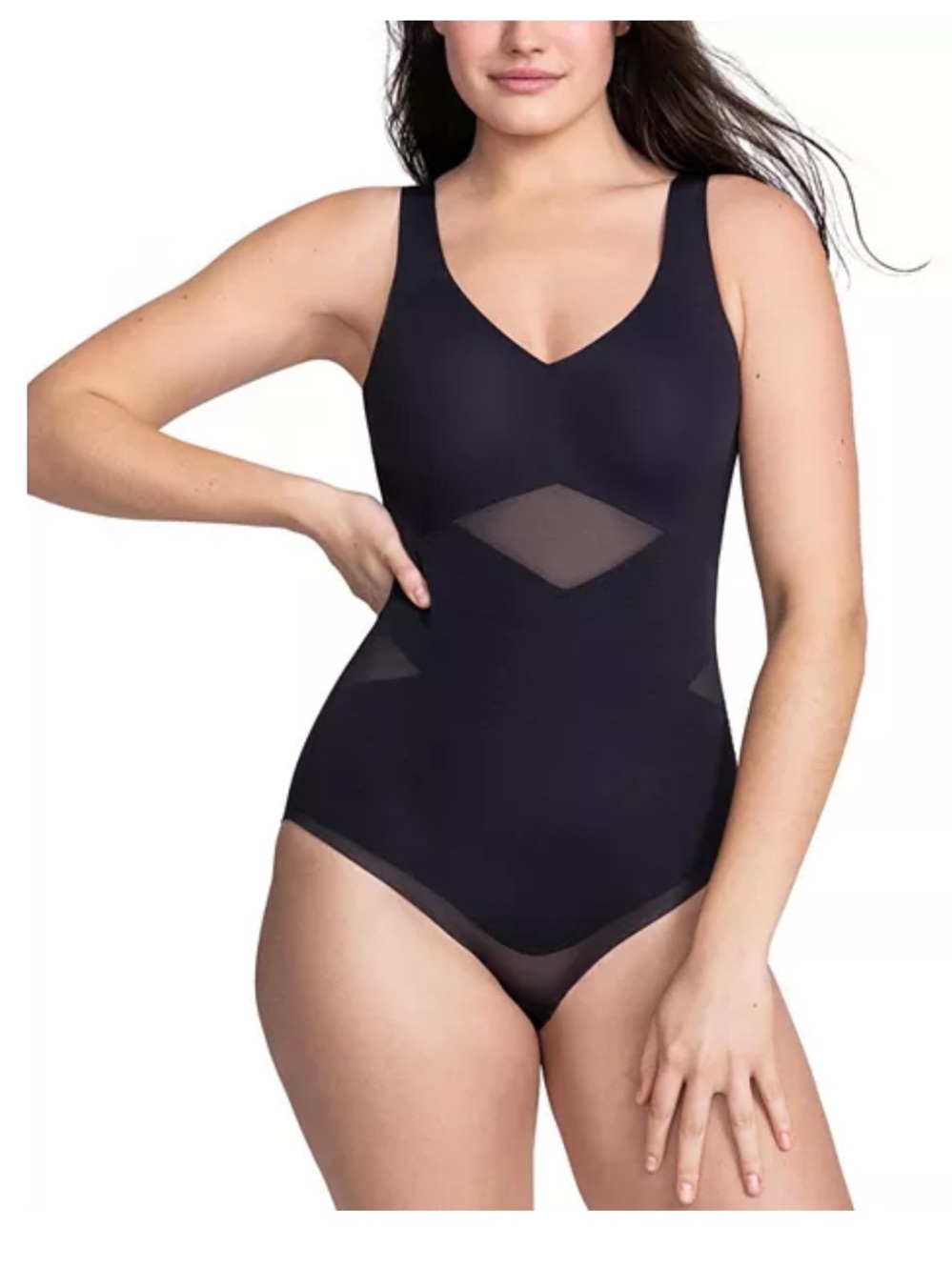 Honeylove Liftwear STYLE #LWBS0201 Black Shaping Bodysuit Thong size 1X
